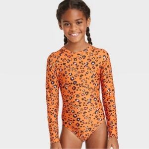 Cat & Jack Orange Leopard Kids Rashguard